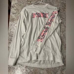 VS PINK Long Sleeve Tee Shirt NWT Small Neon White